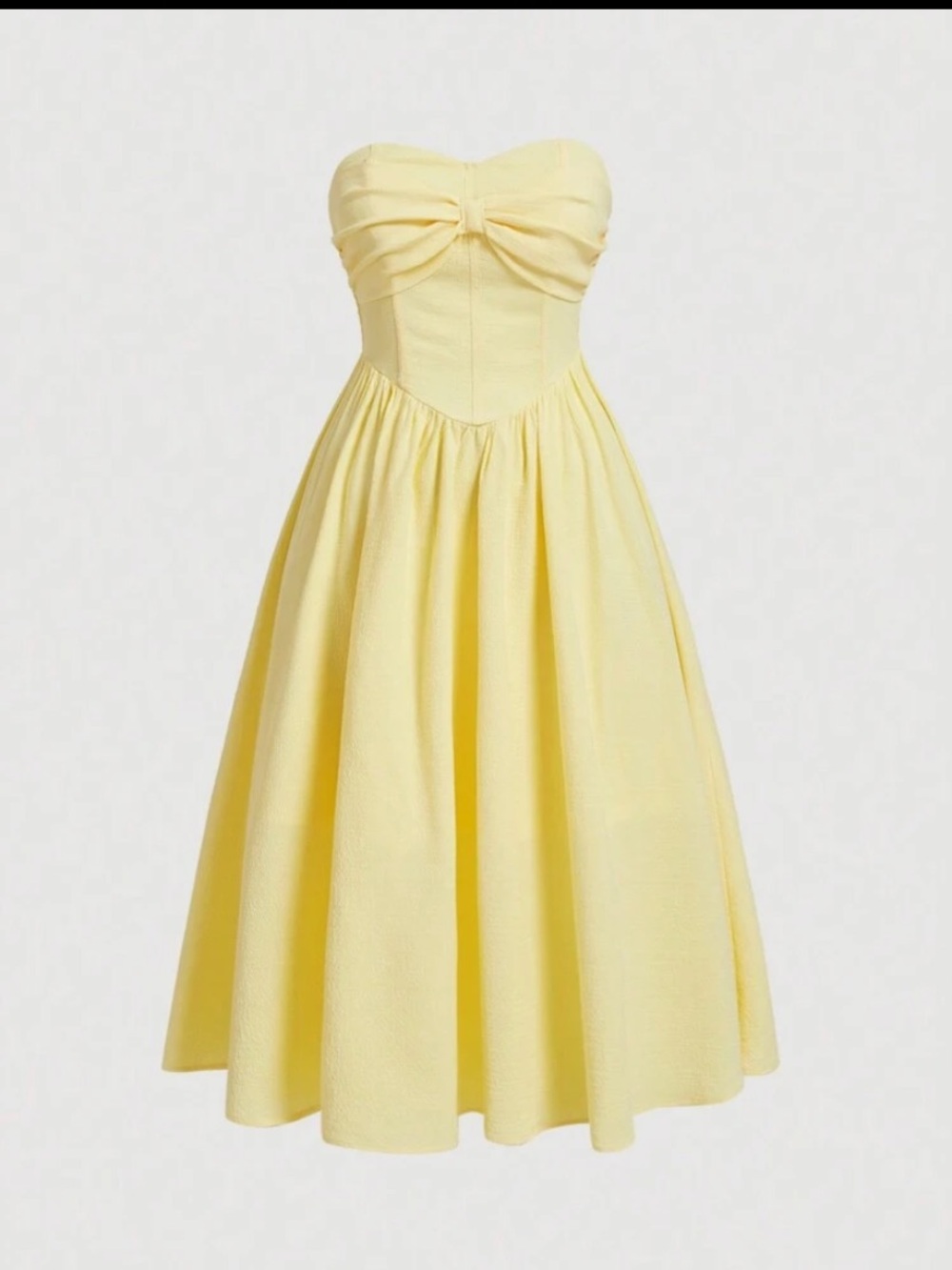 Strapless Yellow Sweetheart Fit & Flare Dress - Picture 2 of 4